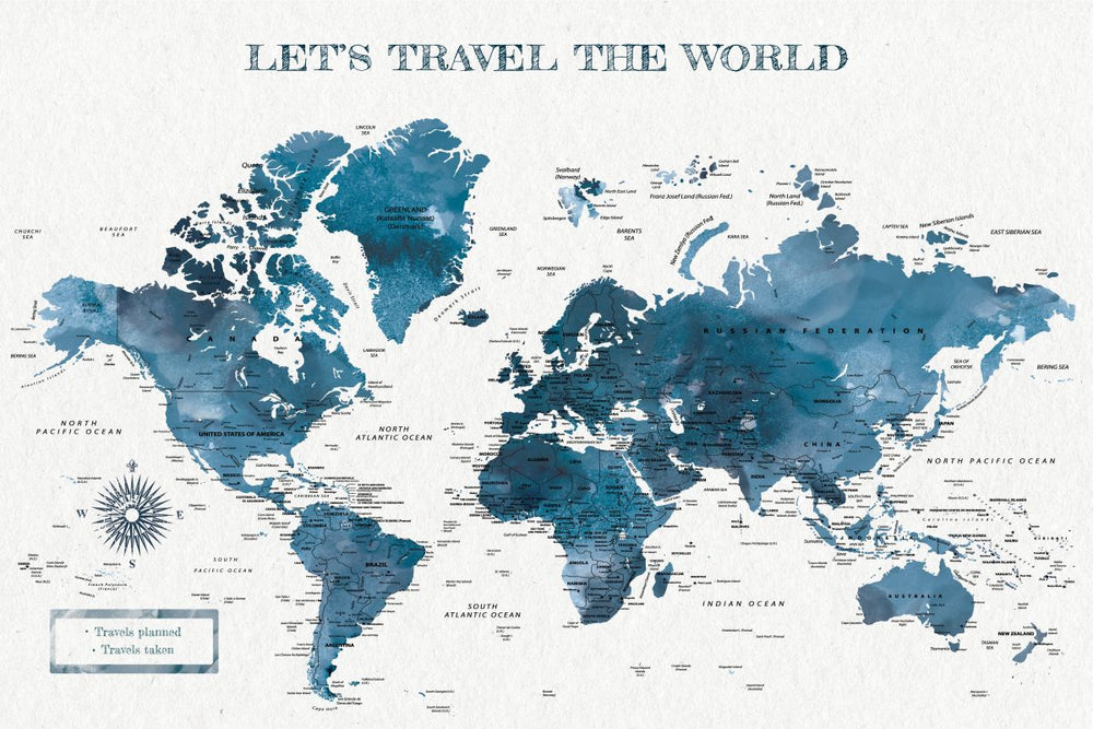 Let's Travel IV Push Pin World Map