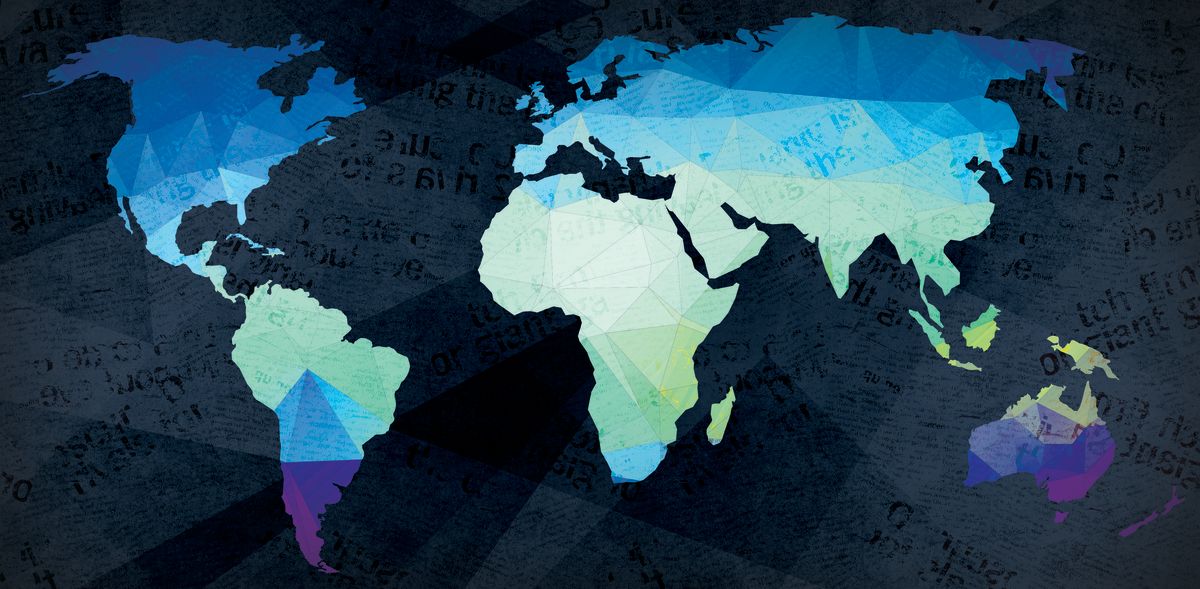 Geometric Blue Shade World Map