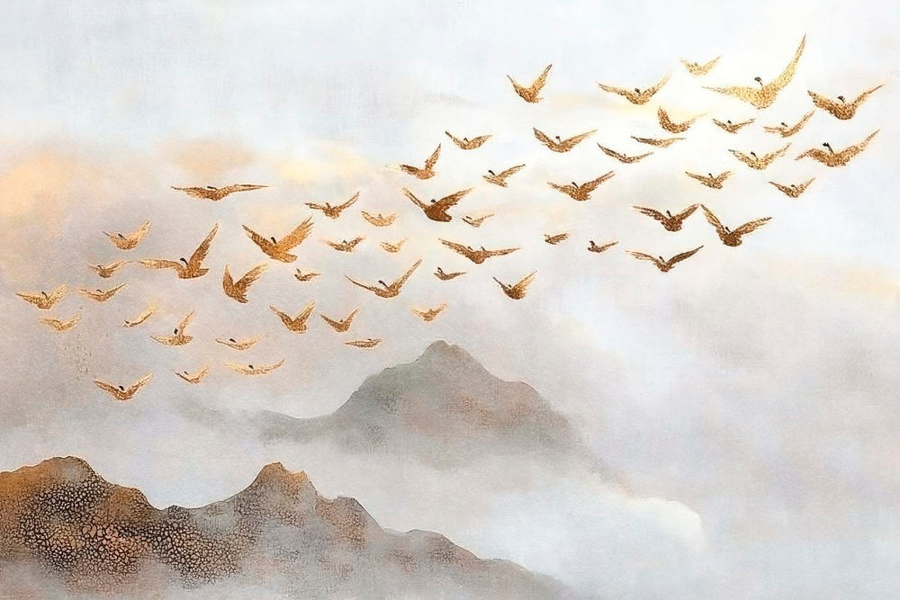 Golden Birds Above Peaks