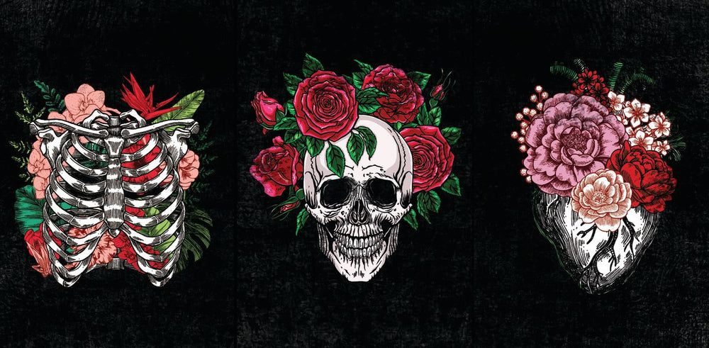 Grunge Skull Floral