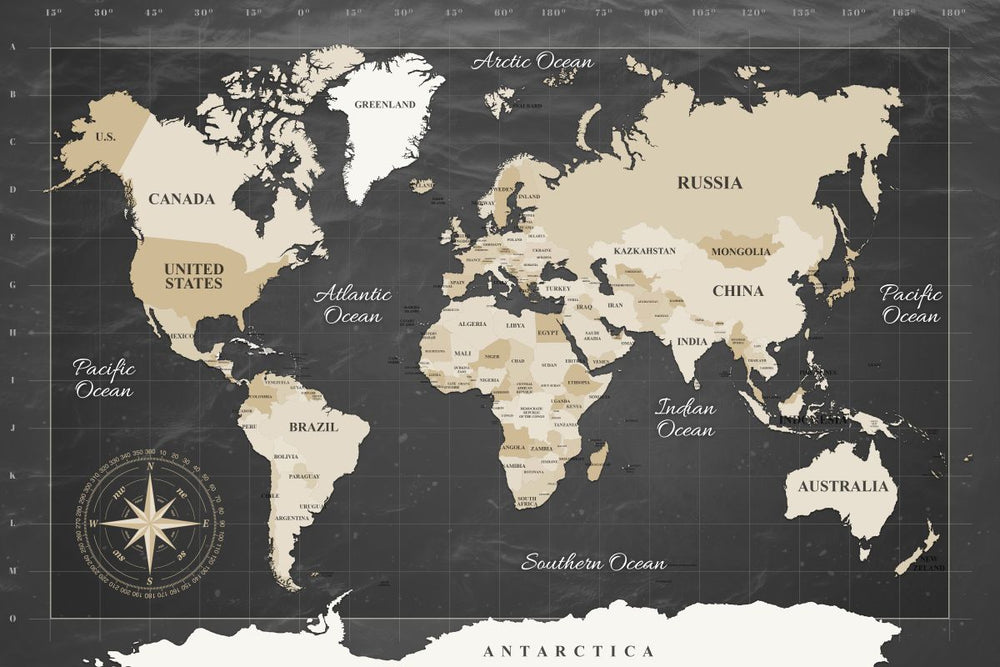 Dark Grid World Map