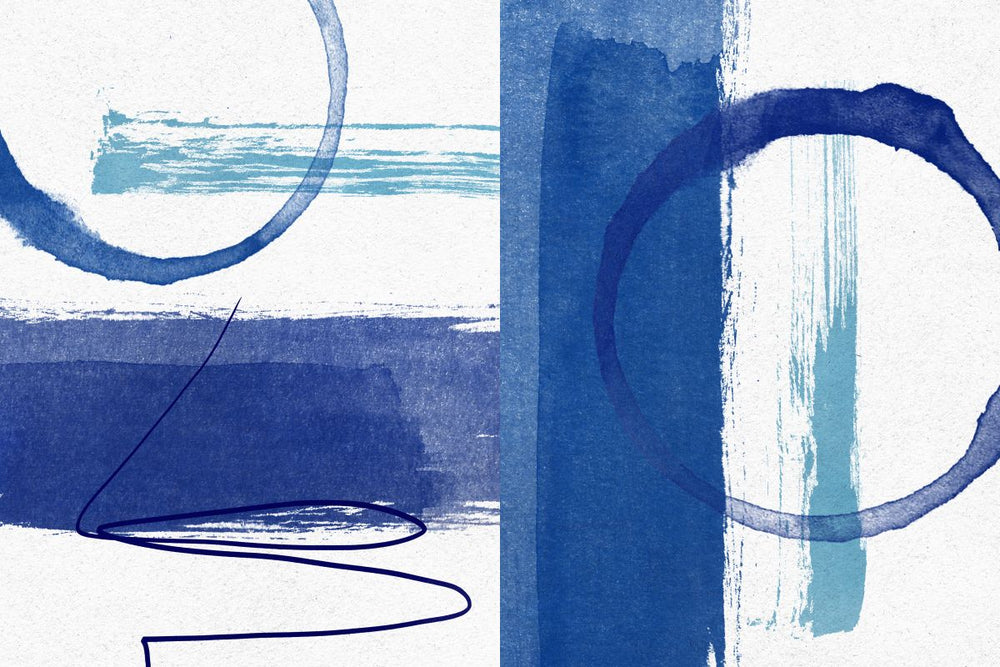 Blue Coffee Stain Diptych