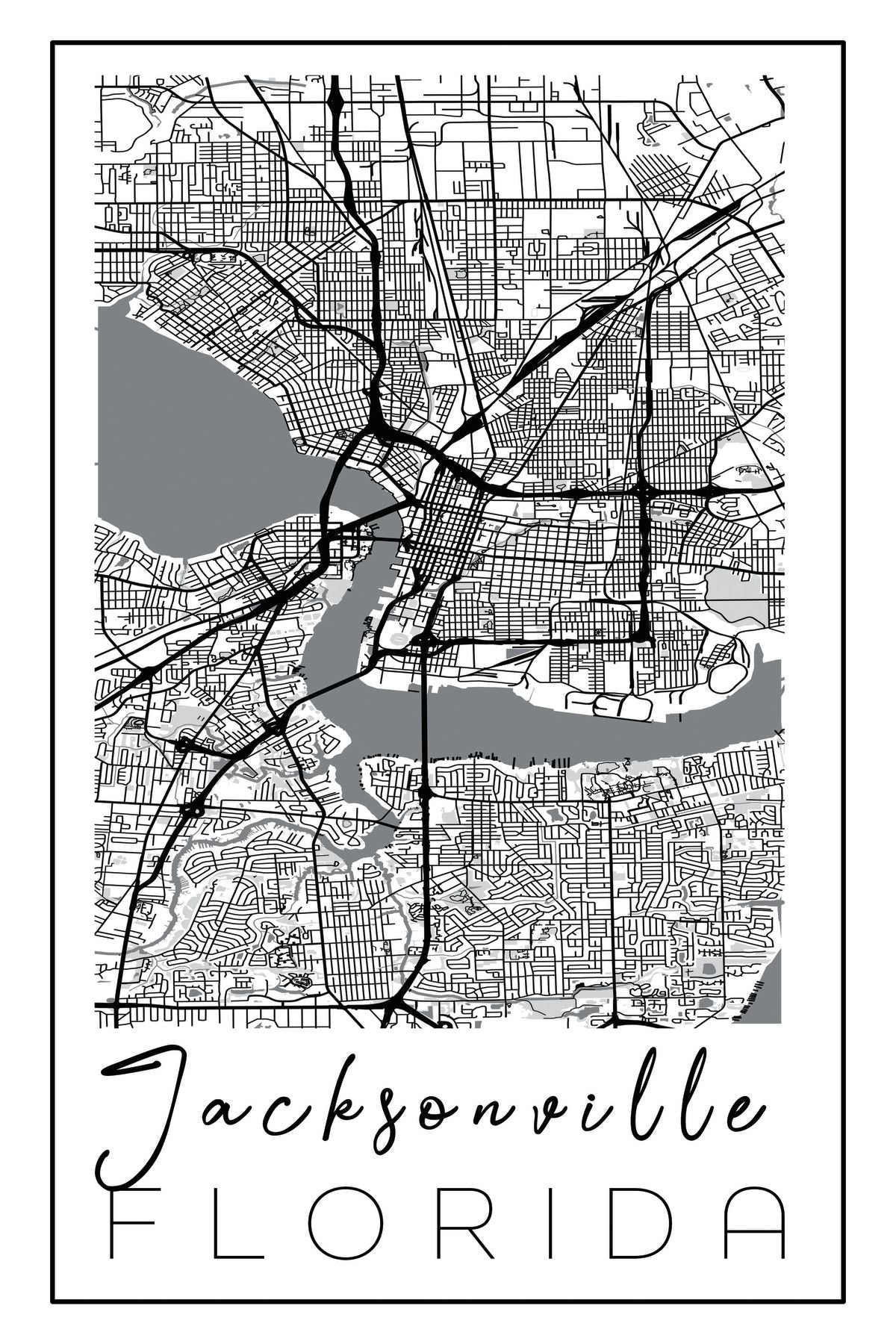 Minimalist Jacksonville City Map