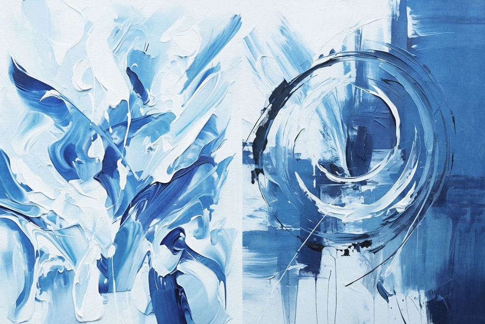 Whipped Blue Abstract Diptych