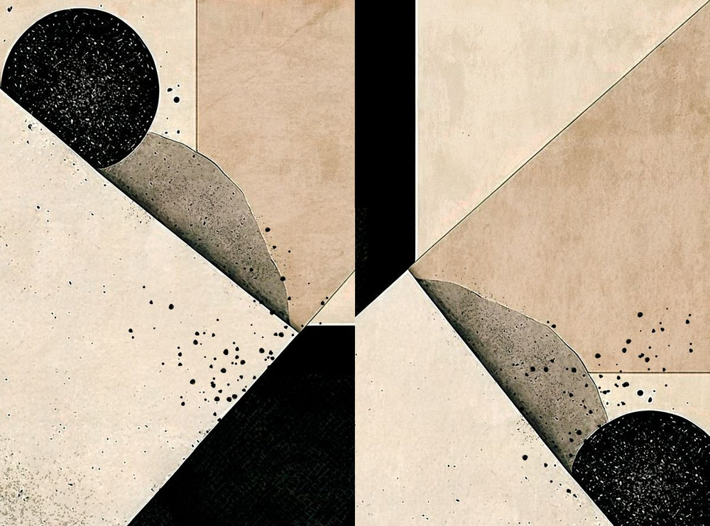 Beige Abstract Falling Diptych