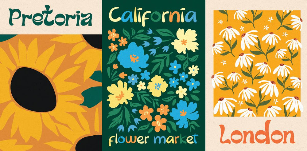 Pretoria California London Flower Market Posters