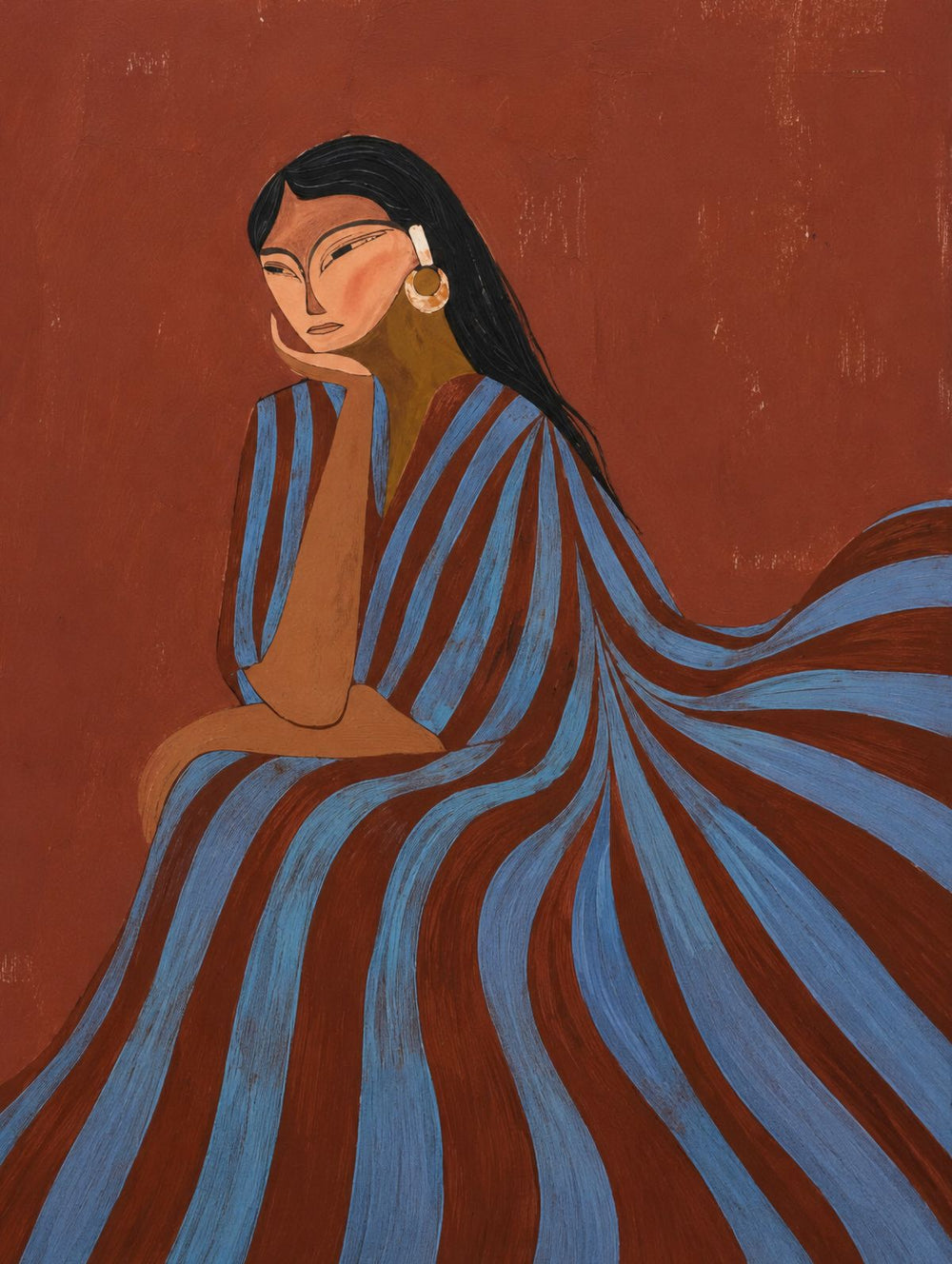 Striped Seated Woman