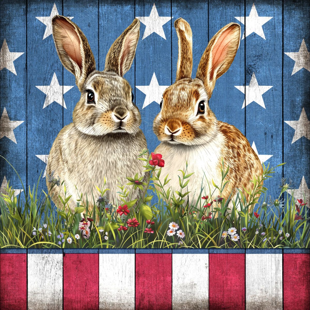 Patriotic Rabbit Pair