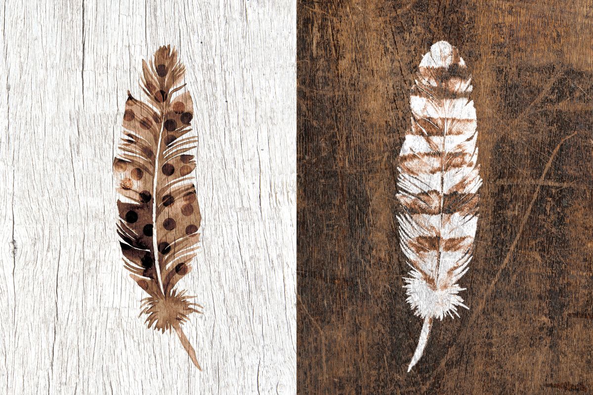 Stripes And Dots Woodgrain Feathers