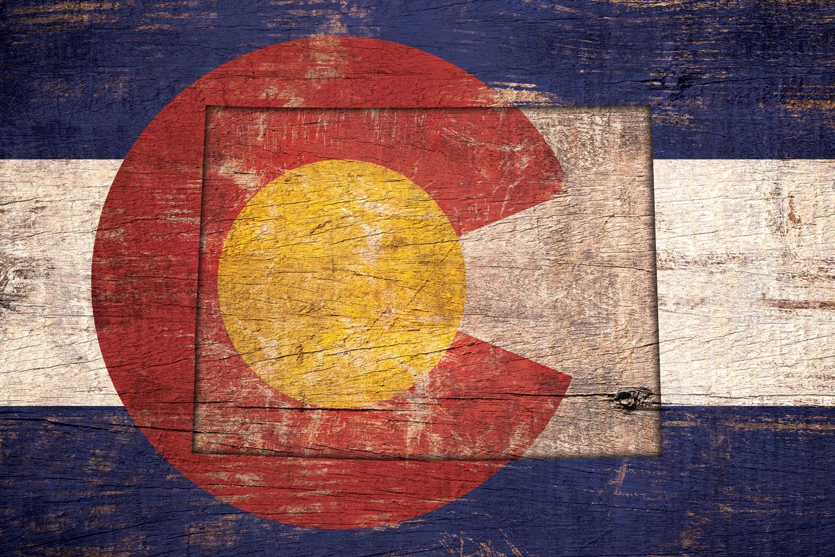 State Map Over Colorado Flag