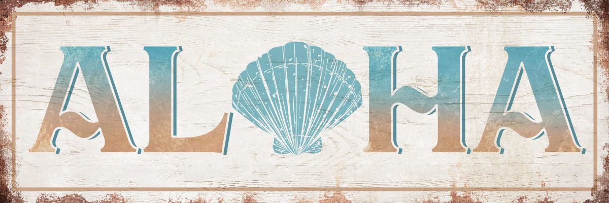 Aloha Shell Typography Sign Wall Art