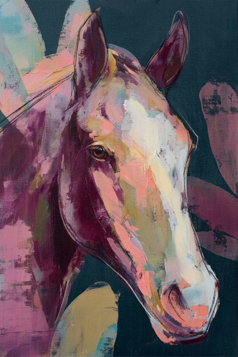 Contemporary Horse Portrait in Bold Colors