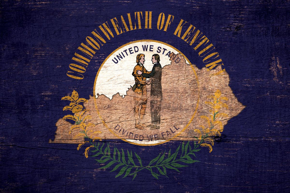 State Map Over Kentucky Flag