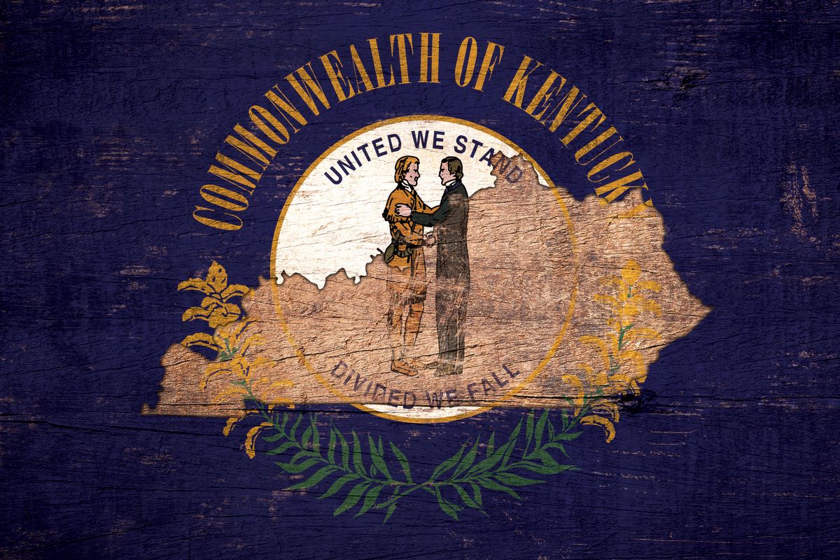 State Map Over Kentucky Flag