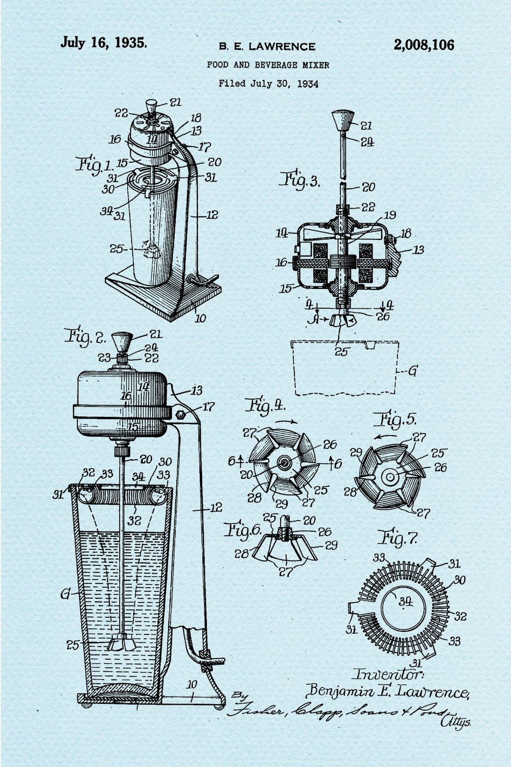 Food And Beverage Mixer Blue Patent