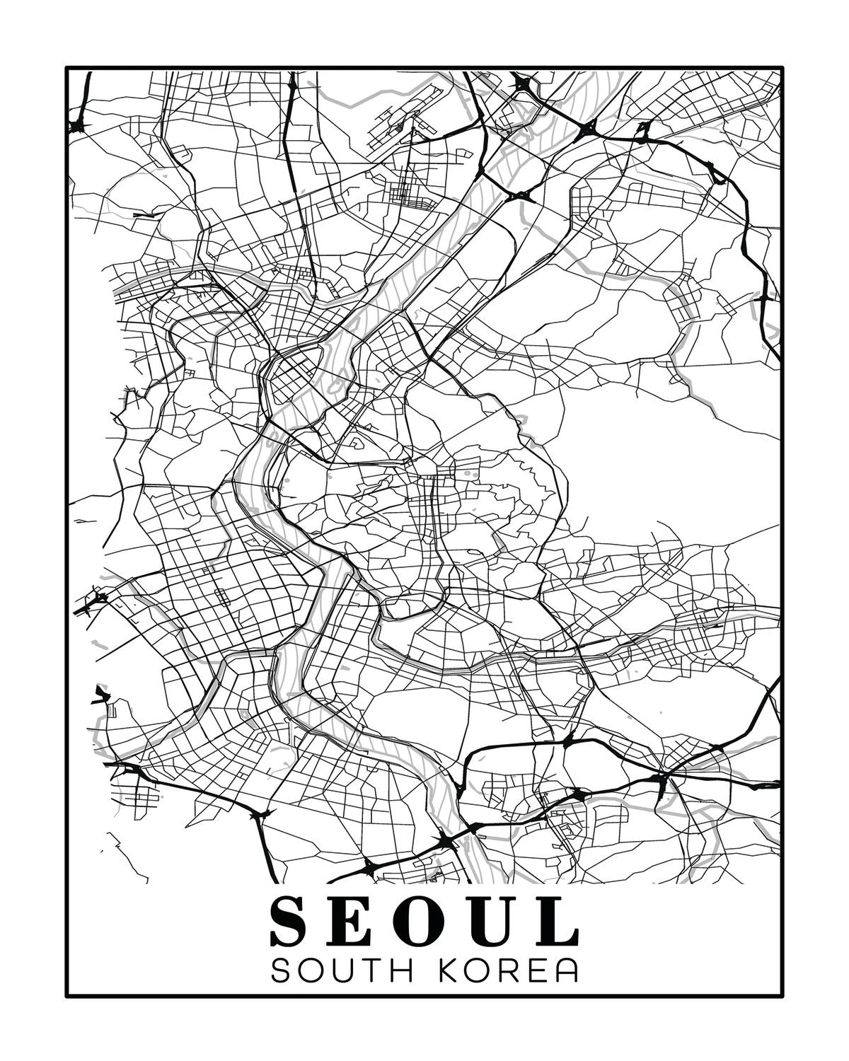 Minimalist Seoul City Map