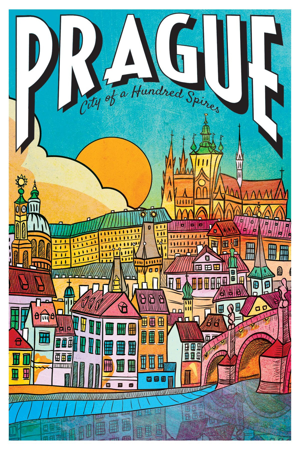 Prague City Tourism Vintage Poster