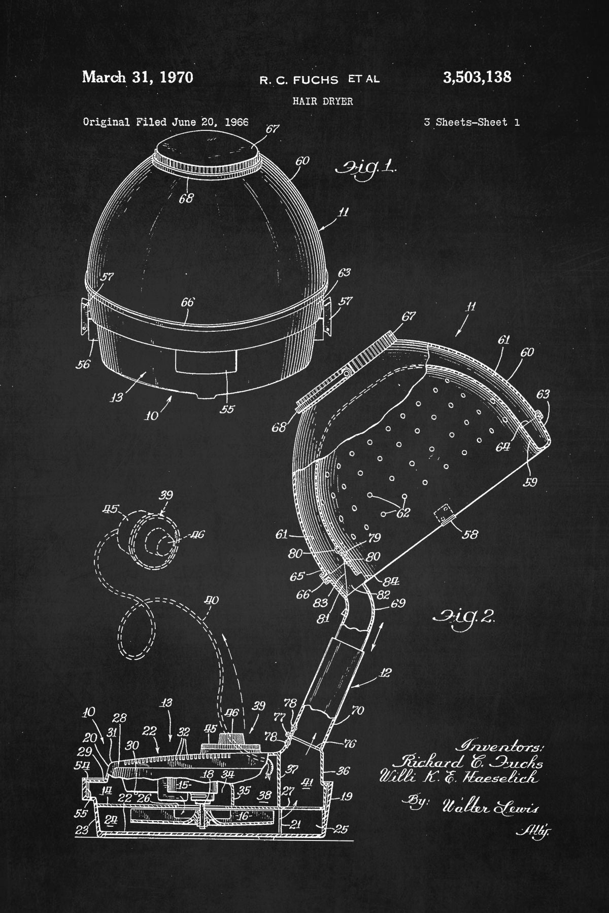 Hair Dryer BW Patent