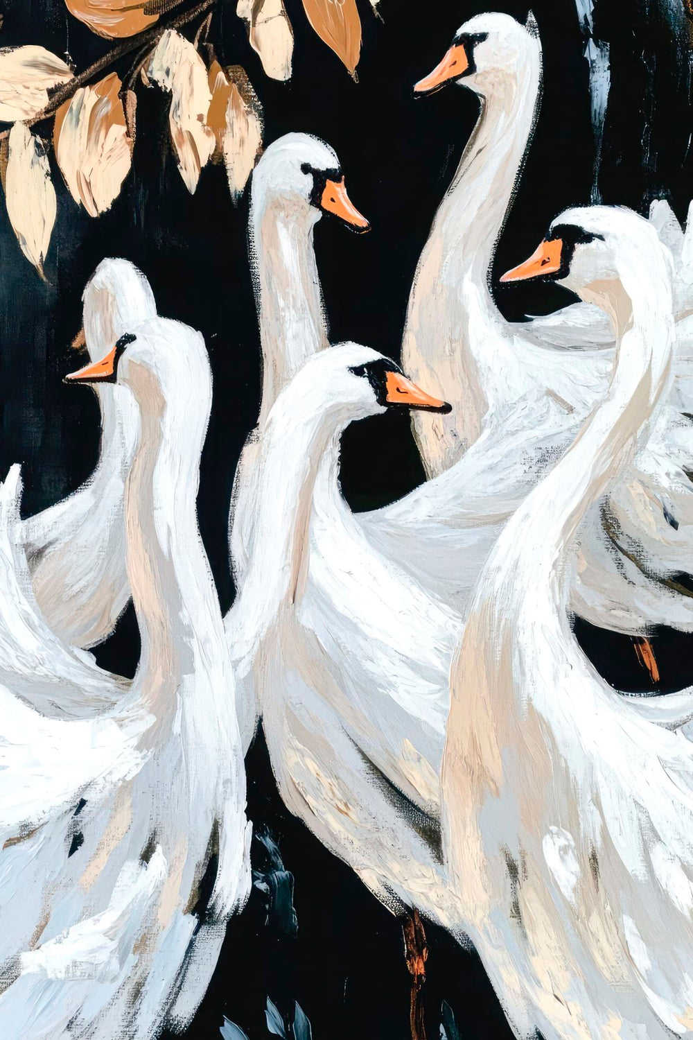 Swan Family On Lake