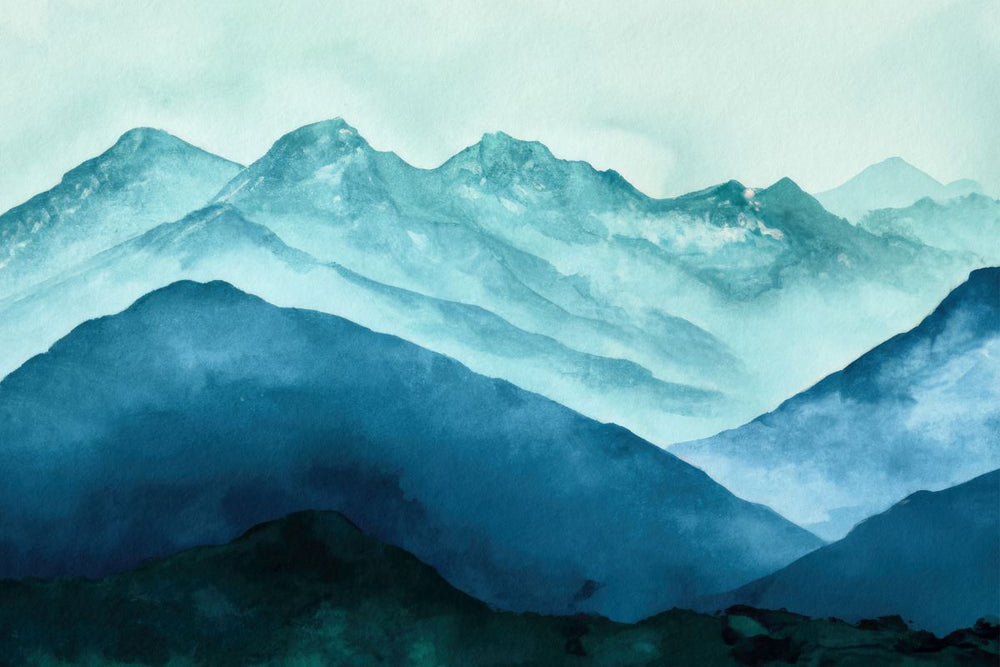 Teal Winter Mountains