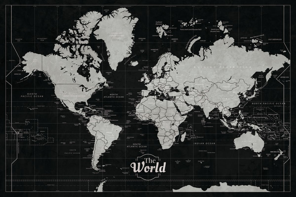 Push Pin World Map - Dark