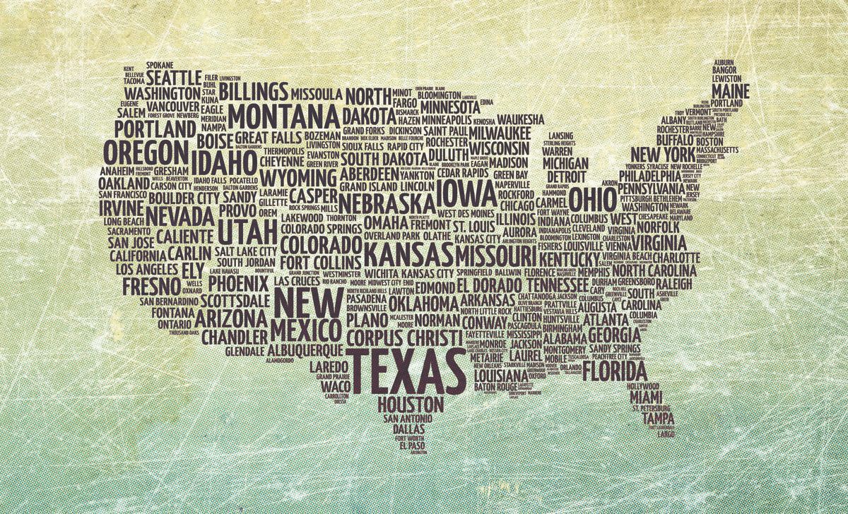 Typography USA Map