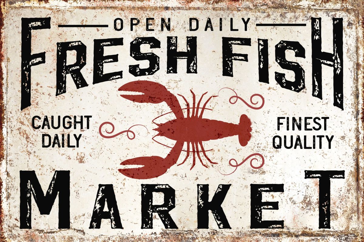 Fresh Fish Market Sign Wall Art