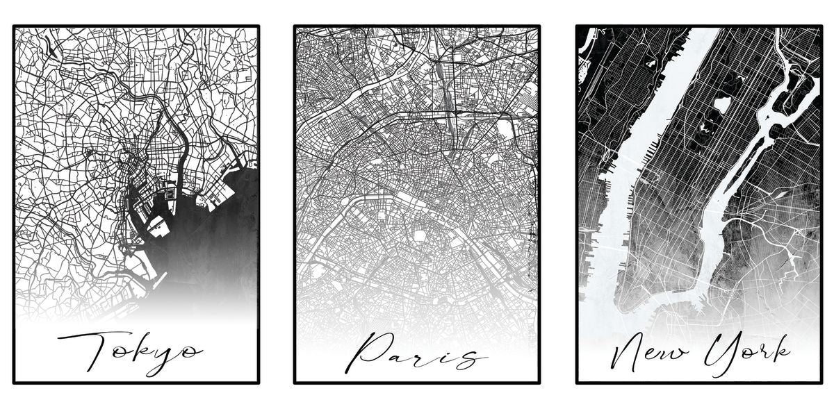 Tokyo Paris New York City Maps