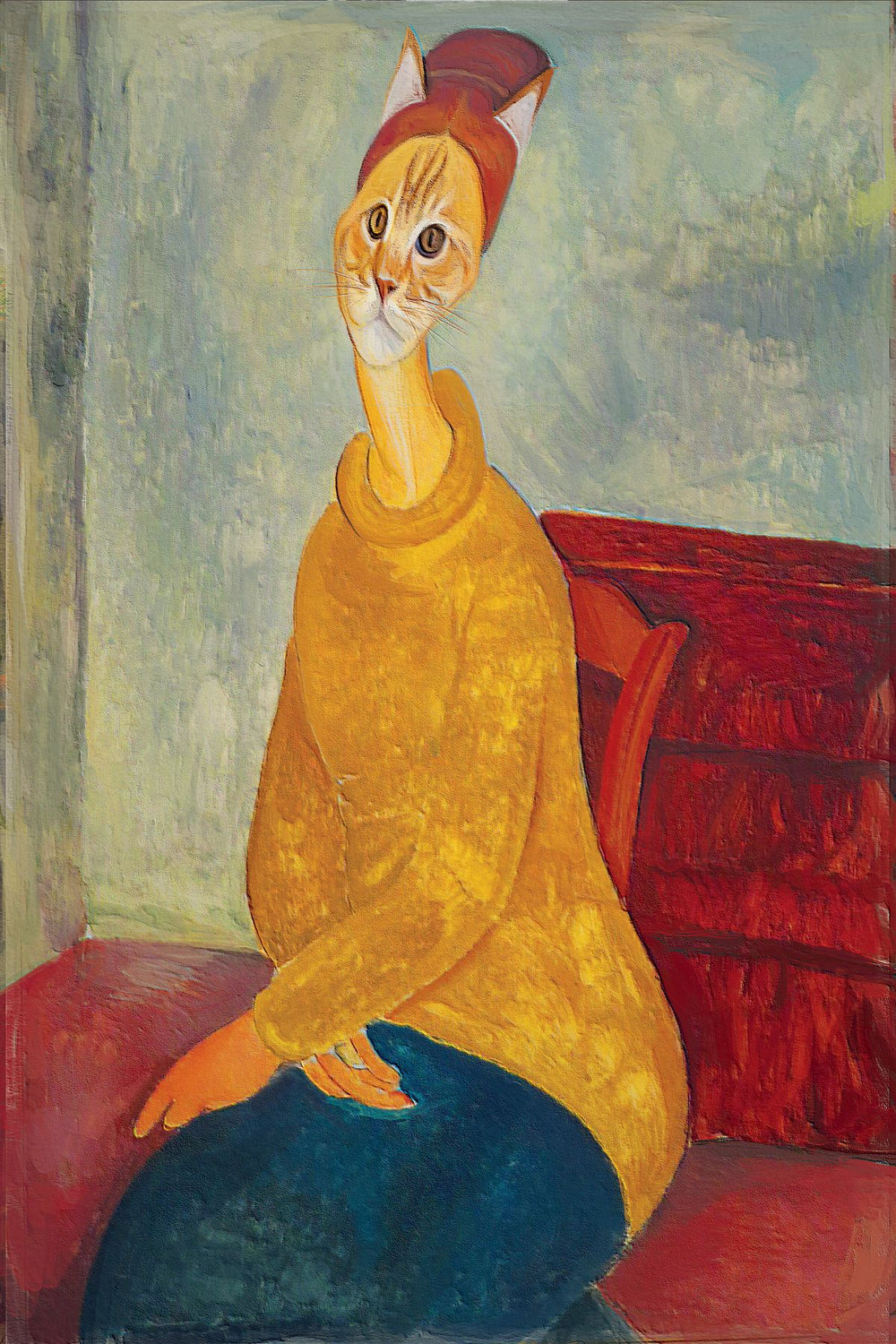 Modigliani Inspired Feline Jeanne Hebuterne