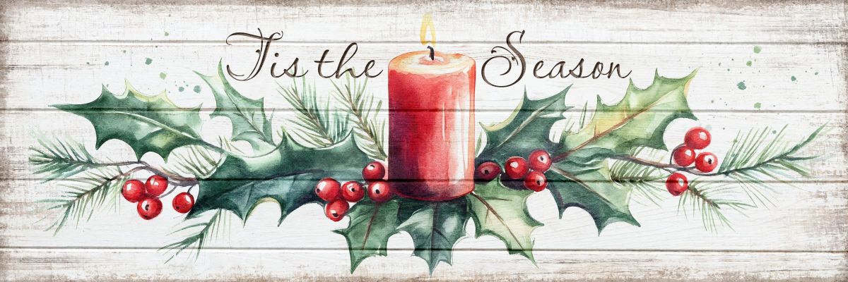 Tis The Season With Christmas Candle