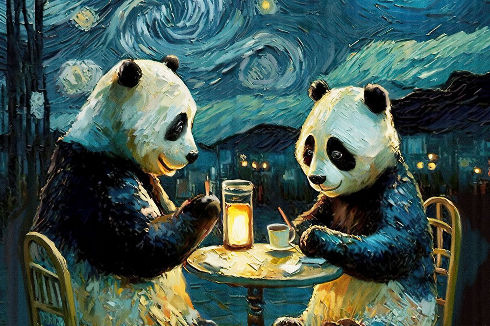 Cafe Terrace At Night With Pandas I