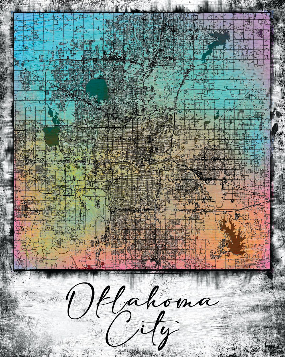City Map Of Oklahoma Grunge