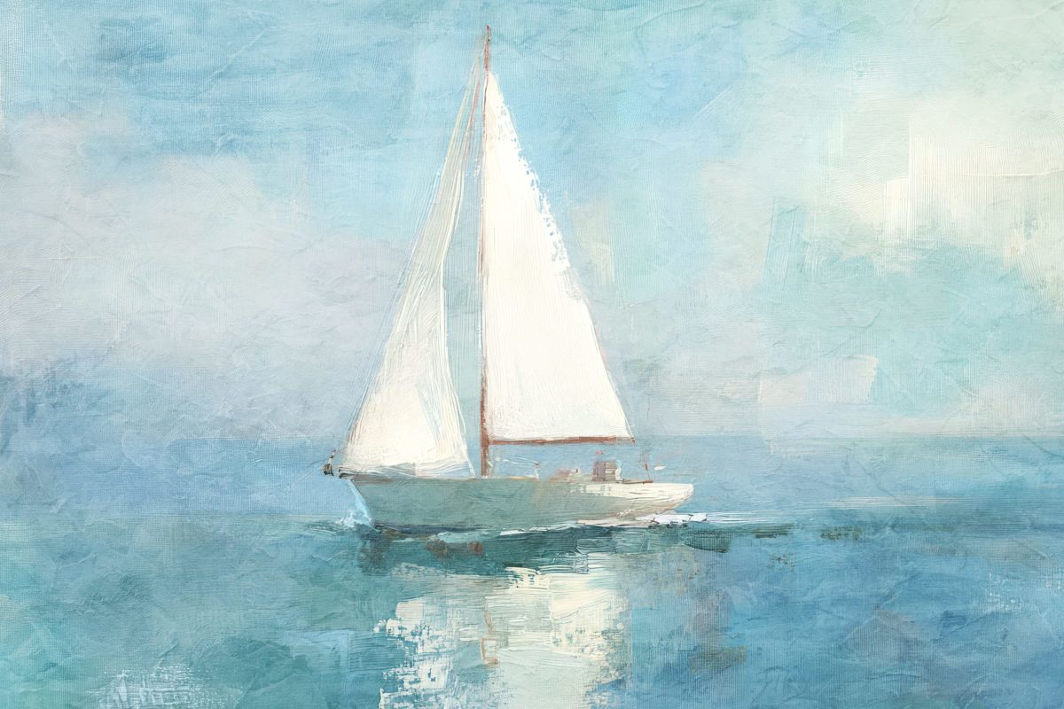 Aged Boat On Waves