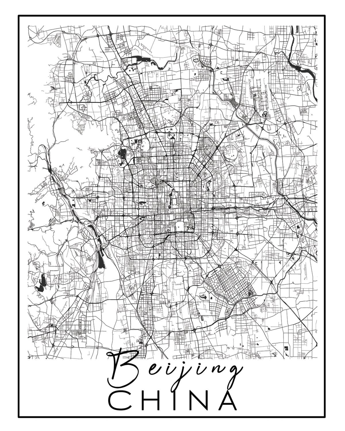 Minimalist Beijing City Map
