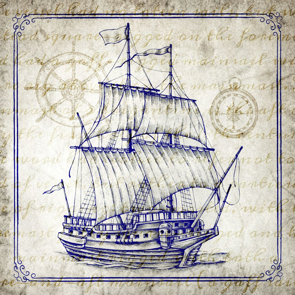 Vintage Pirate Ship With Border