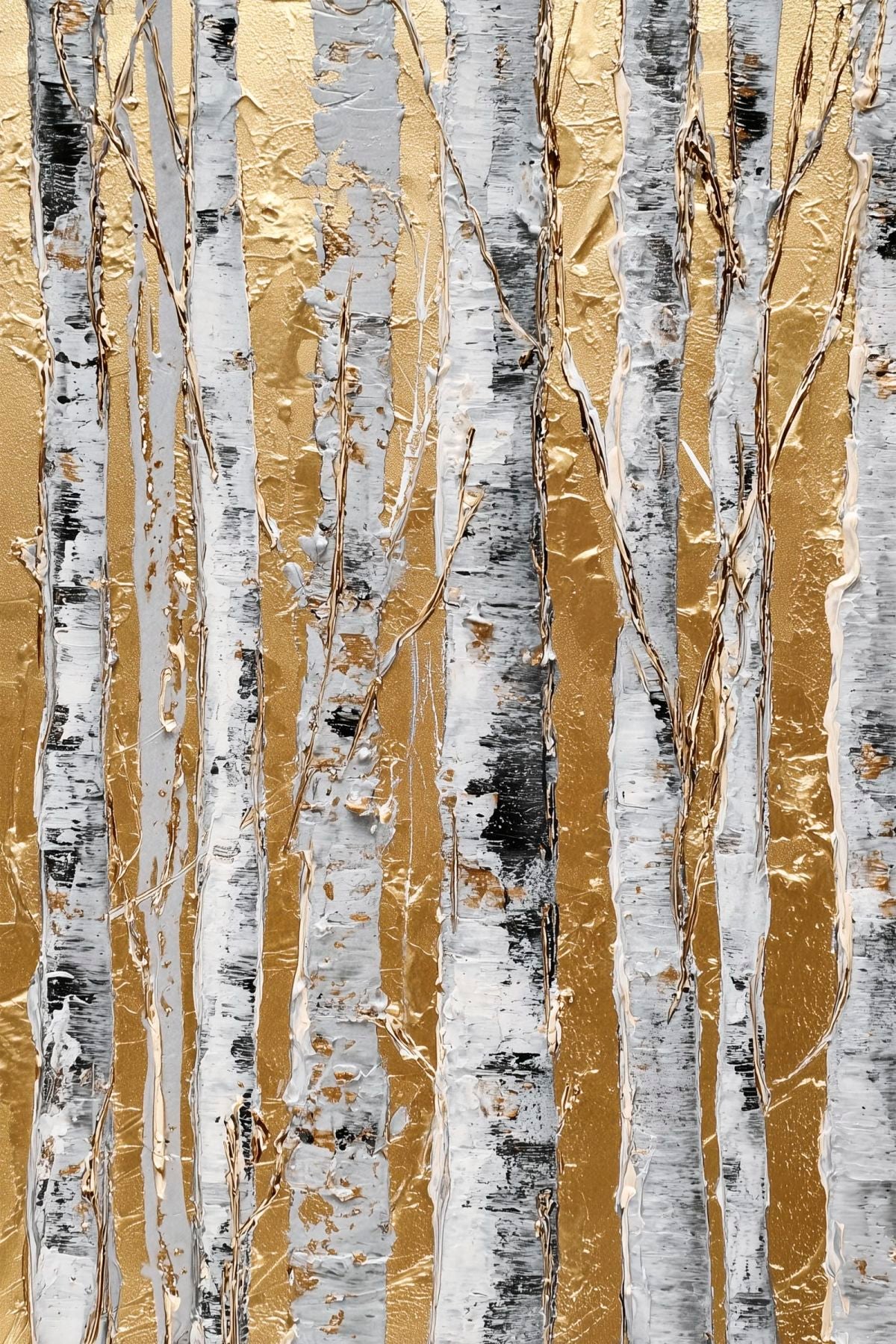 Birch Trees On Gold