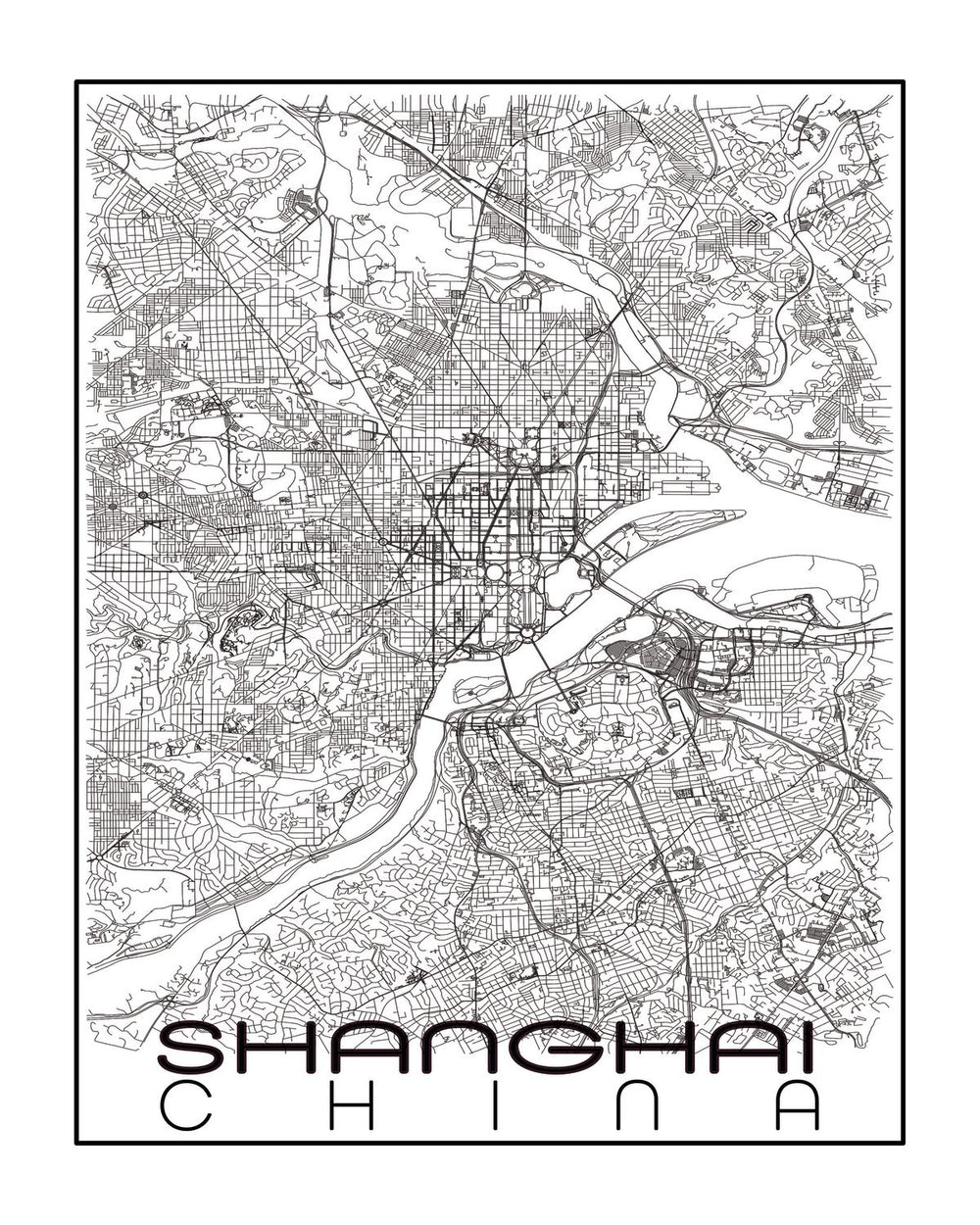 Minimalist Shanghai City Map