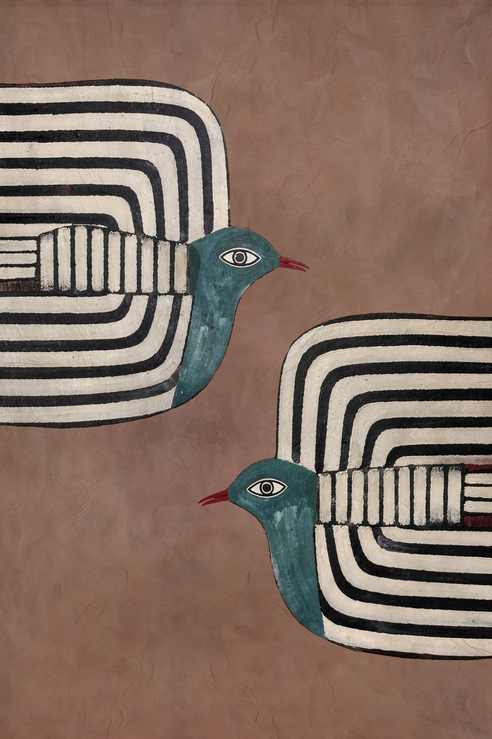 Two Abstract Striped Birds