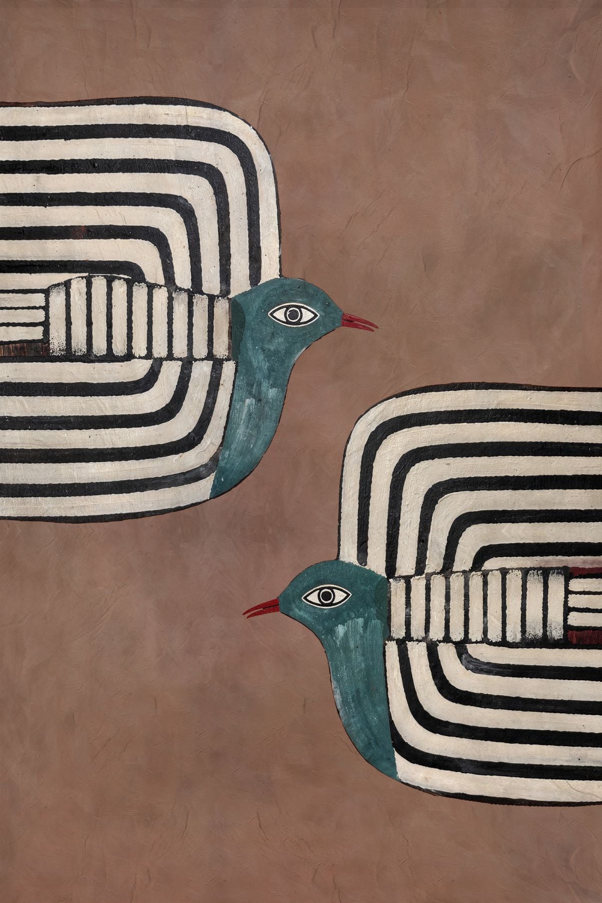 Two Abstract Striped Birds