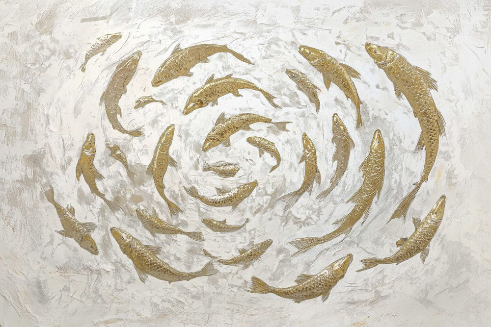 Light Golden Fish Vortex II Wall Art