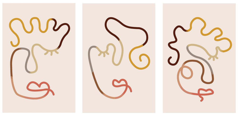 Curly Abstract Face Trio