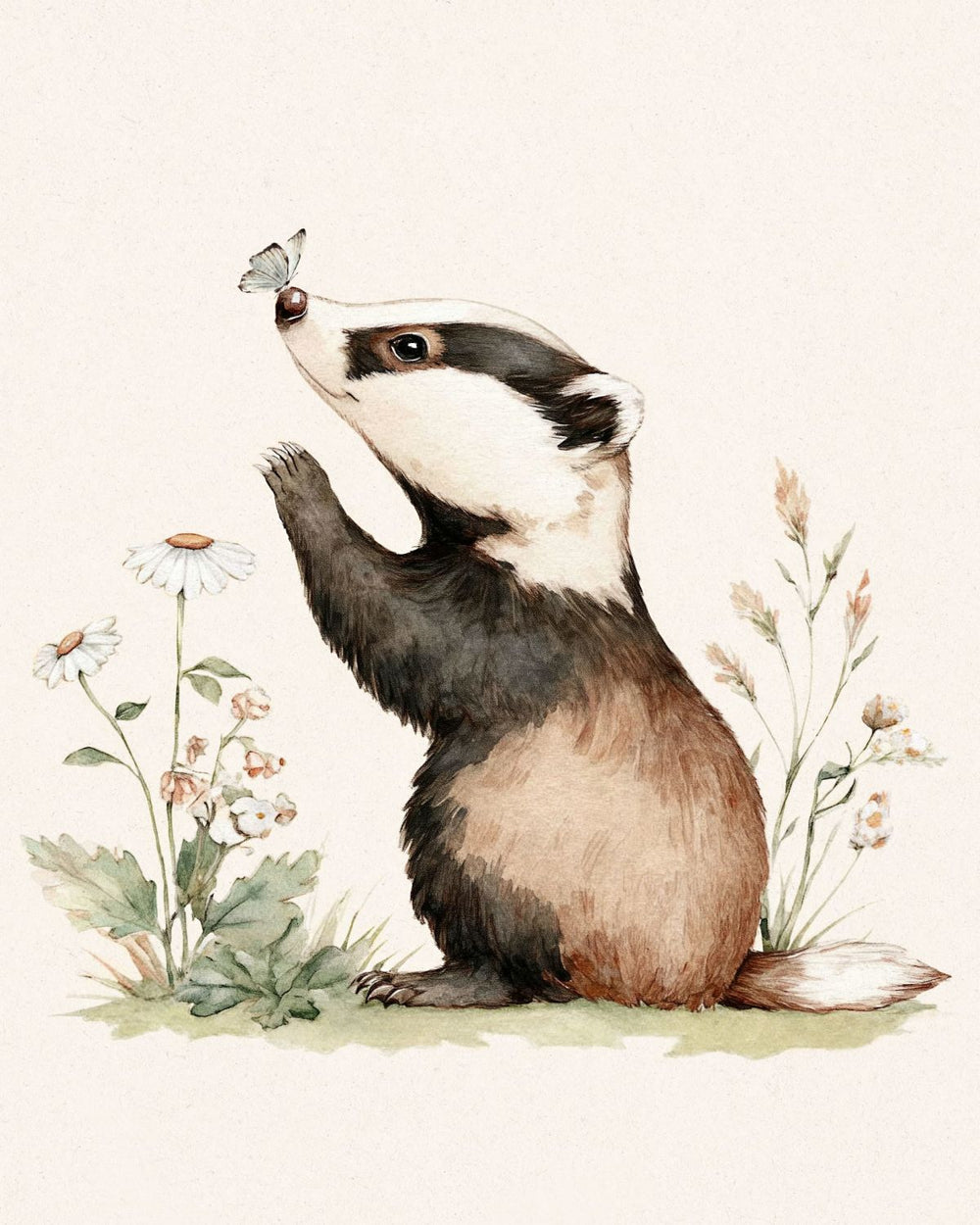 Badger and Butterfly in the Meadow