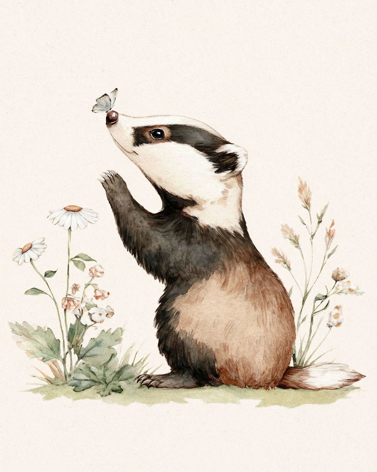 Badger and Butterfly in the Meadow