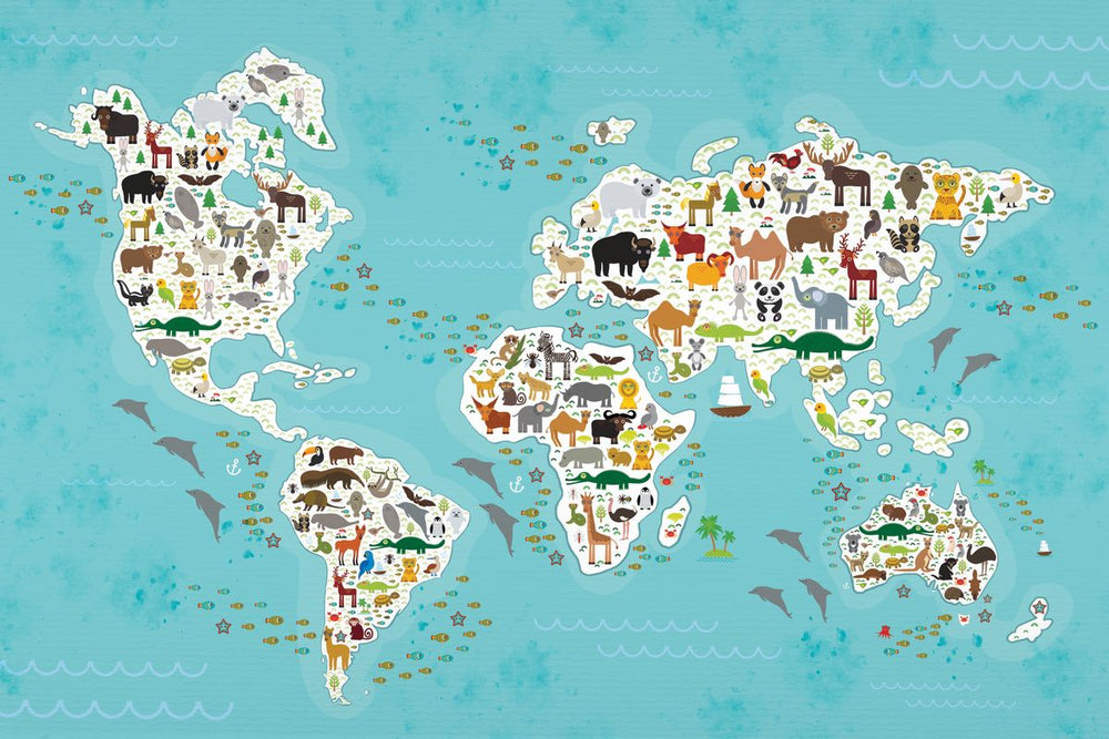 Cute Animals World Map