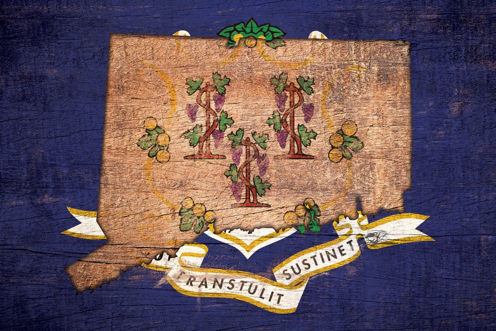 State Map Over Connecticut Flag