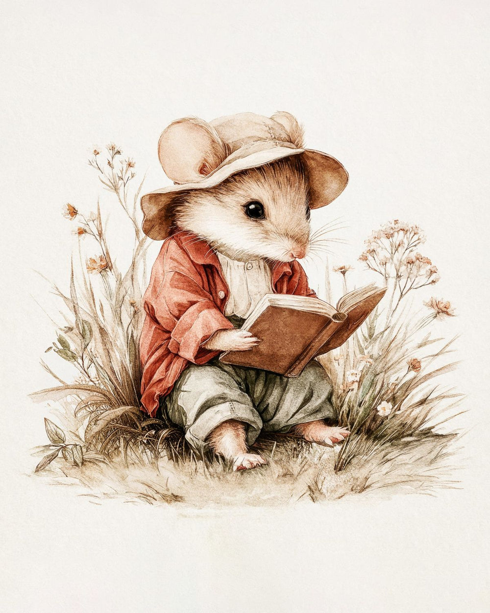 Little Mouse Reading in the Meadow