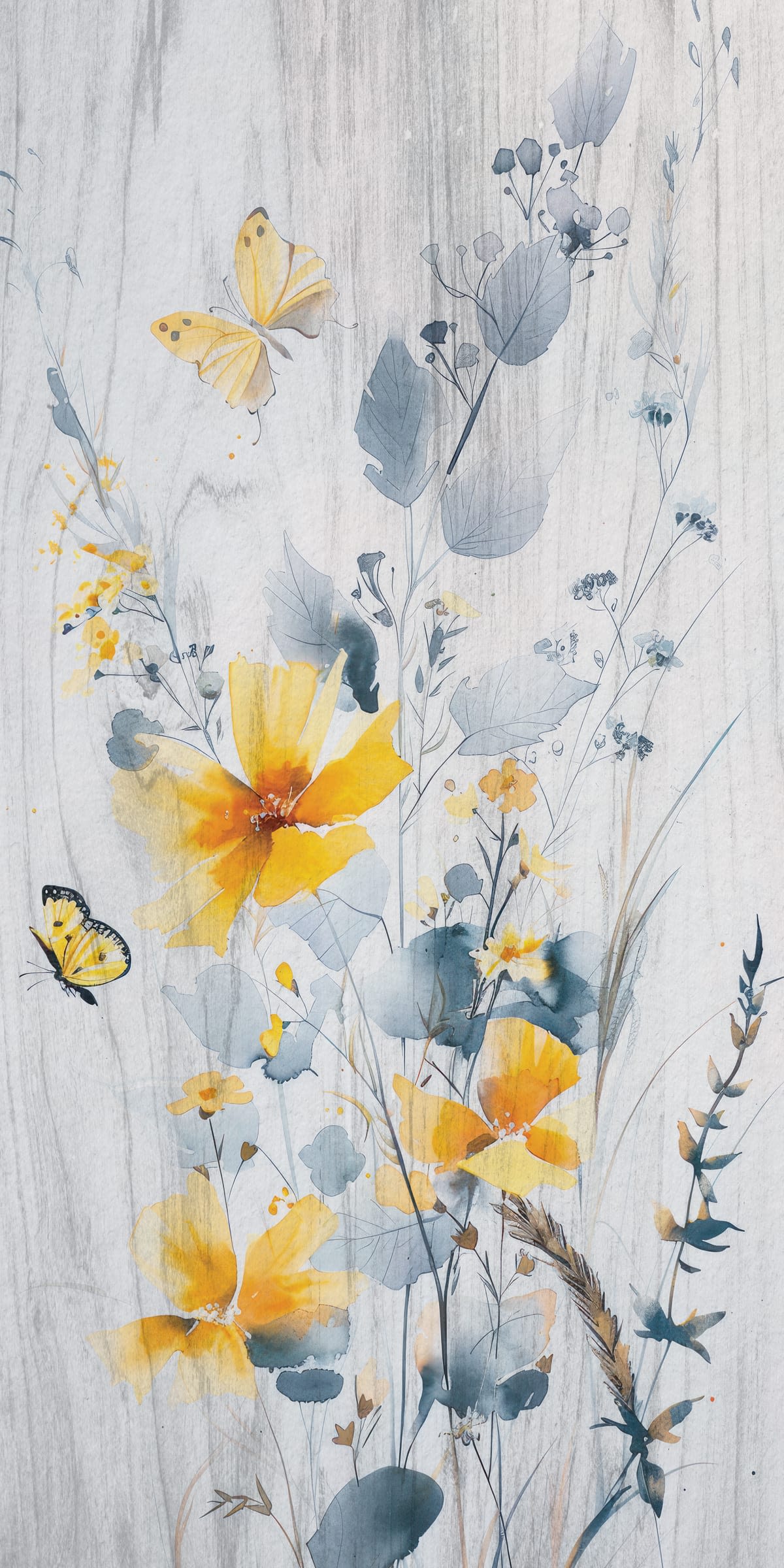 Butterflies Fluttering Amid Yellow Flowers