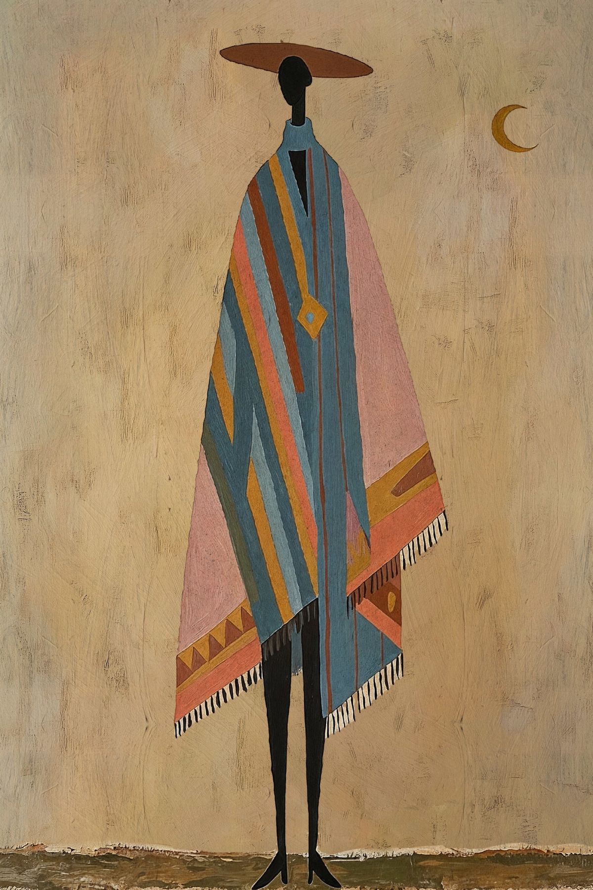 African Figure in Tribal Blanket