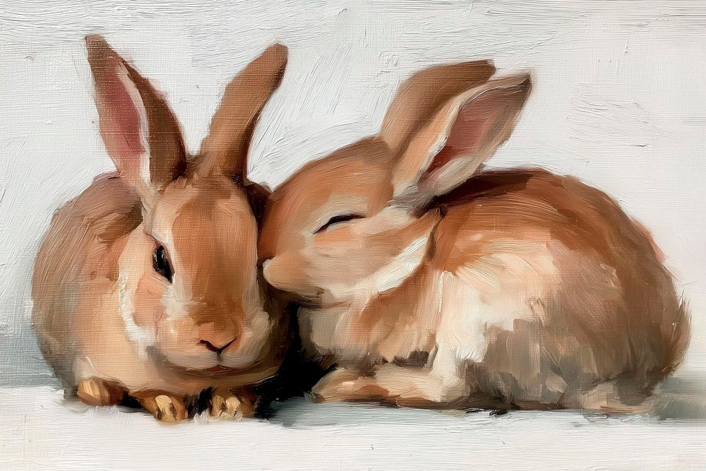 Two Rabbits Snuggled Together