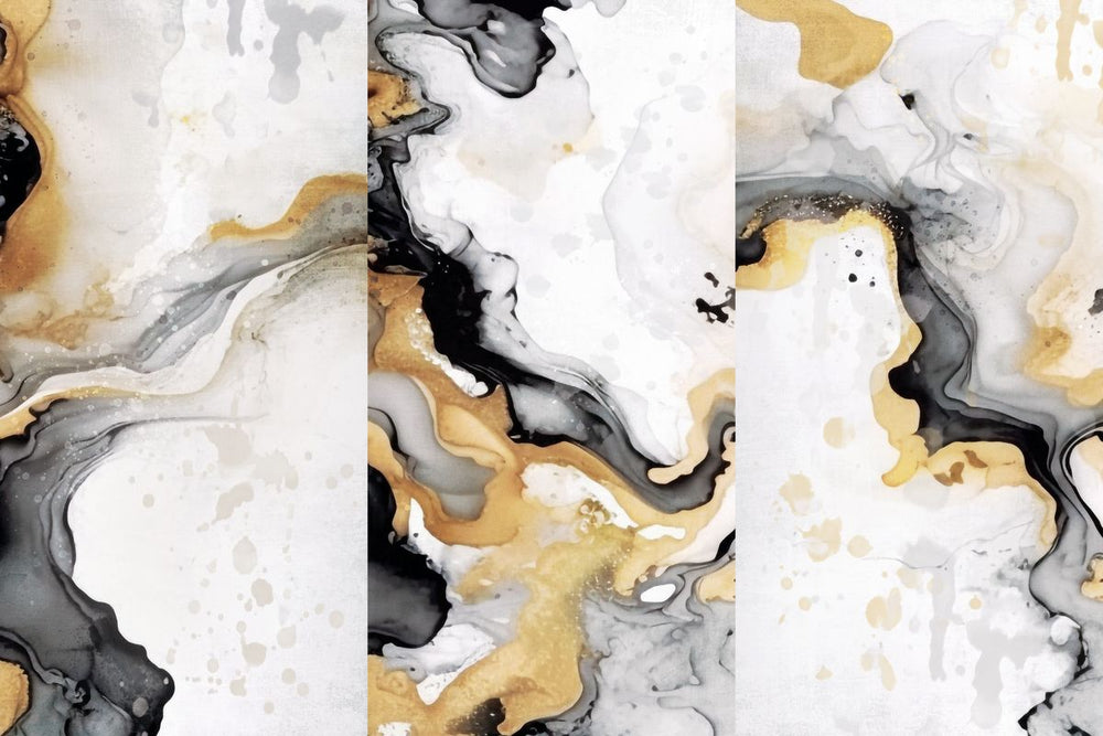 Beige Gold Marble Triptych